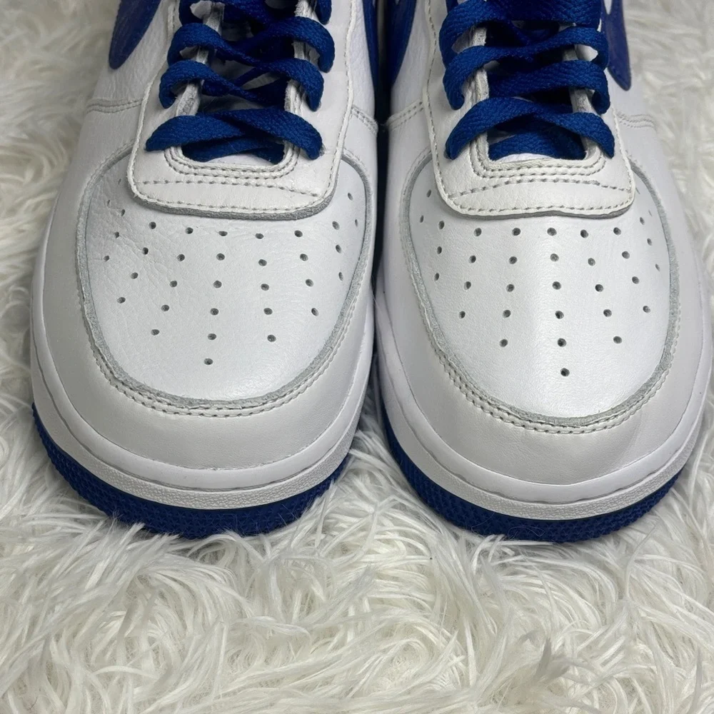 Nike Air Force 1 Low Leather White Blue Lace Up Sneakers Men's Athletic